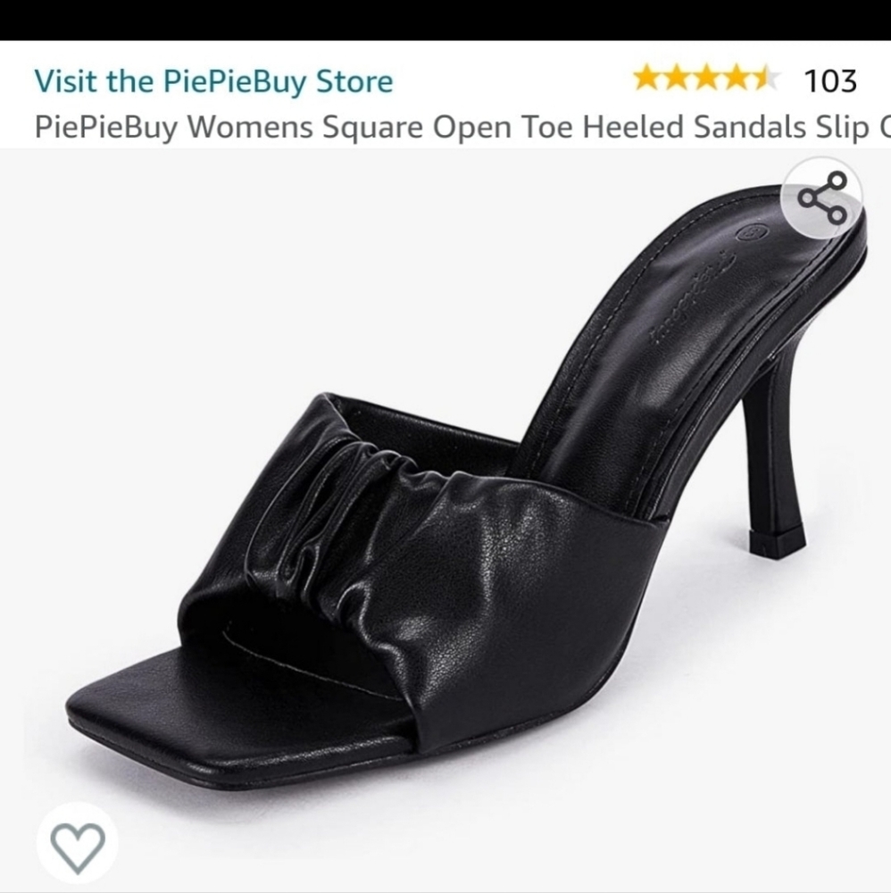 Ruched Squared Opened Toed High Heels Dress Pump Sandals Black size 6 - Picture 3 of 13